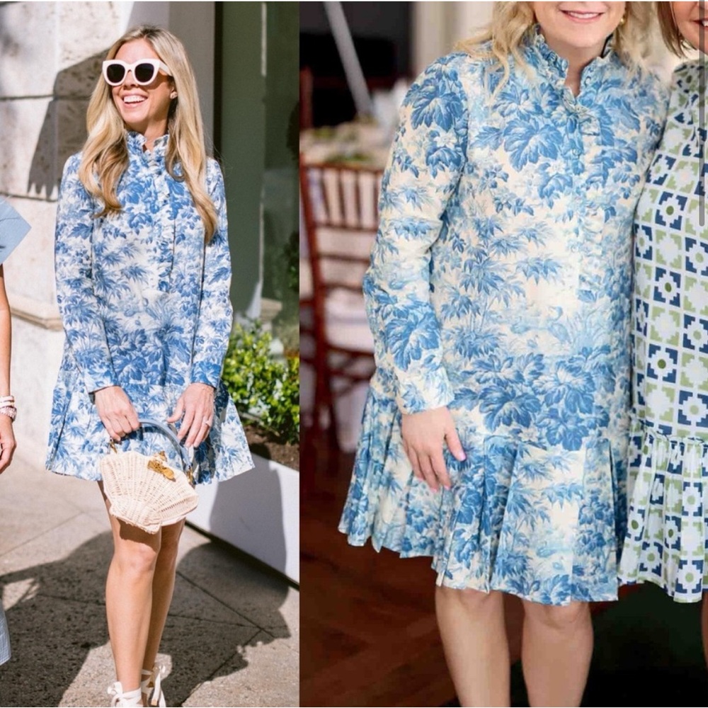 Tuckernuck Blue Puff Sleeve A-Line Dress